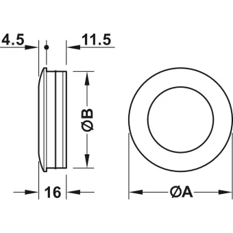 Rankenėlė įfrezuojama 17562 Ø36/40mm, juoda