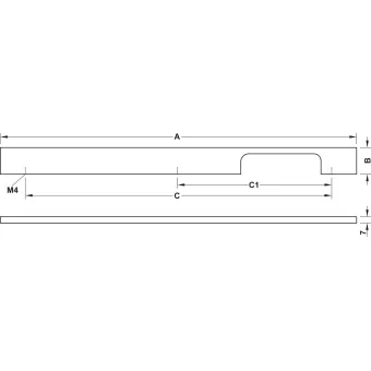 Furniture handle, Finger pull handle, aluminium 