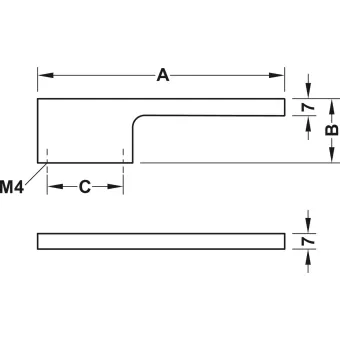 Furniture handle, Finger pull handle, aluminium 