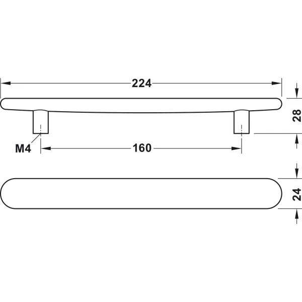 Rankenėlė medinė 91670 CC160mm, L224mm, juoda