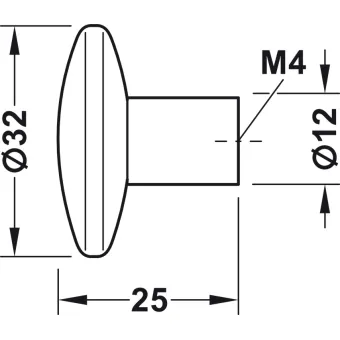 Rankenėlė medinė 91672 Ø32mm, juoda
