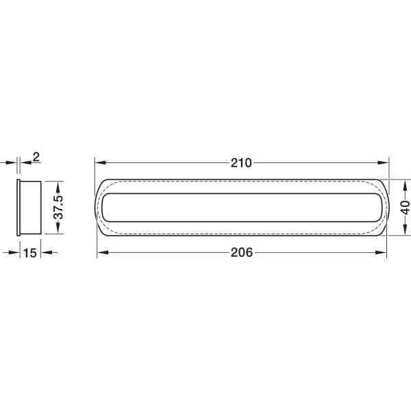 Inset handle, For glue fixing 