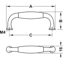 Rankenėlė CC96mm, 110x32mm, sendinto alavo ir balta spalvos