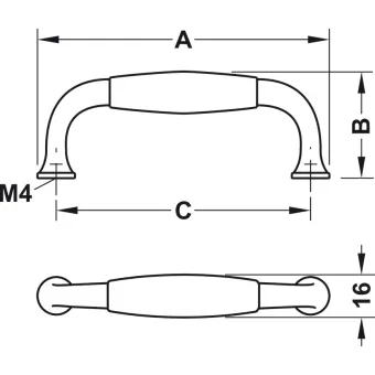 Furniture handle, Bow handle, porcelain