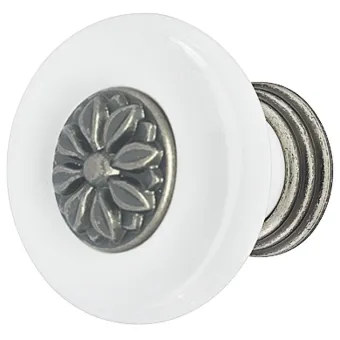 Rankenėlė vieno taško RETRO Ø30mm, H25mm, balta/sendinto alavo spalva