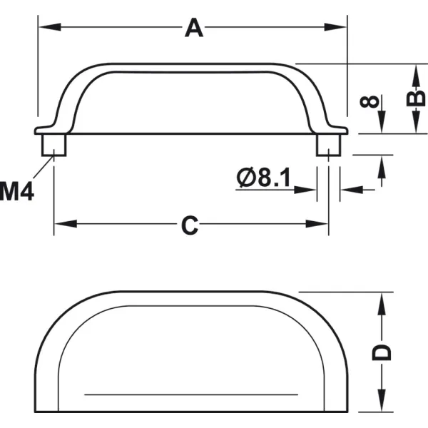 Rankenėlė CC192mm, 202x42mm, nikelio spalva