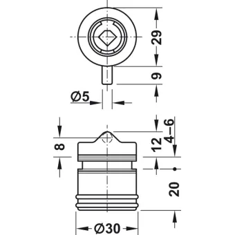 Glass door pin lock, Häfele Symo, for screw fixing