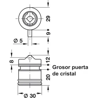 Glass door pin lock, Häfele Symo, for screw fixing