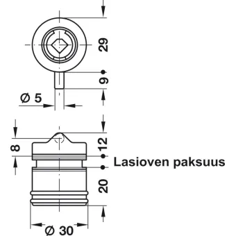 Glass door pin lock, Häfele Symo, for screw fixing
