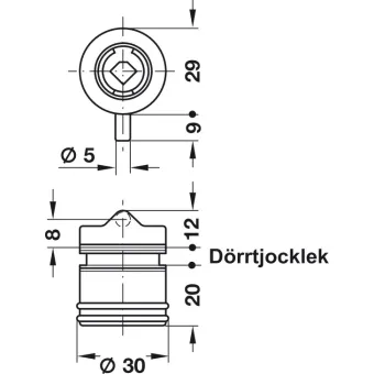 Spynelė rankenėlė stiklui SYMO cilindrinė