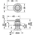 Cam lock, Häfele Symo, nut attachment, straight locking cam