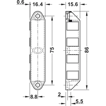 Magnetic catch, pull 8kg, for screw fixing, square
