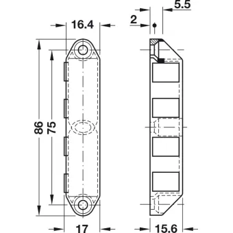 Magnetic catch, pull 12kg, for screw fixing, square