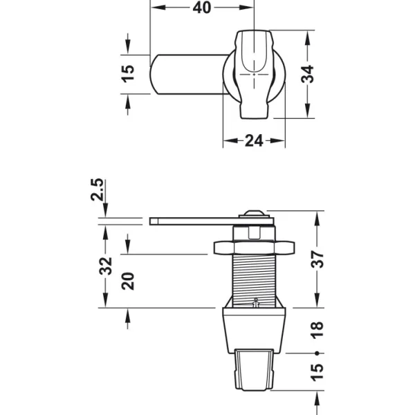 Cam lock, lockable with padlock