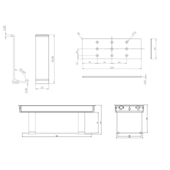 Tray for power distributing unit "PUNTA S", 78x93x264mm, aluminum