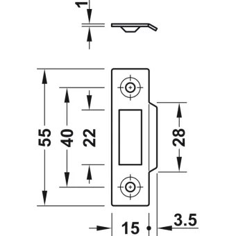 Striking plate, for Symo spring bolt rim lock