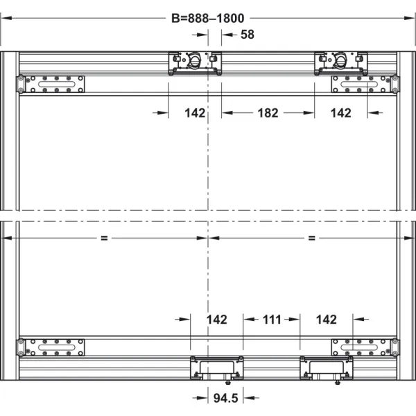 Sliding door fitting, Slido Flat 60 FB, flush, set