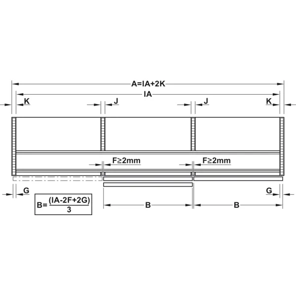 Sliding door fitting, Slido Flat 60 FB, flush, set