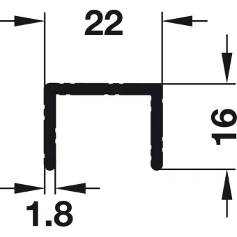 Guide rail, top, single-track, unperforated