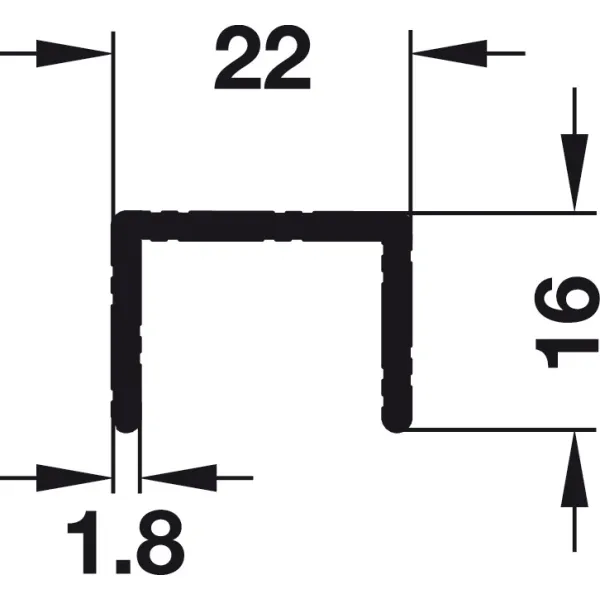 Guide rail, top, single-track, unperforated