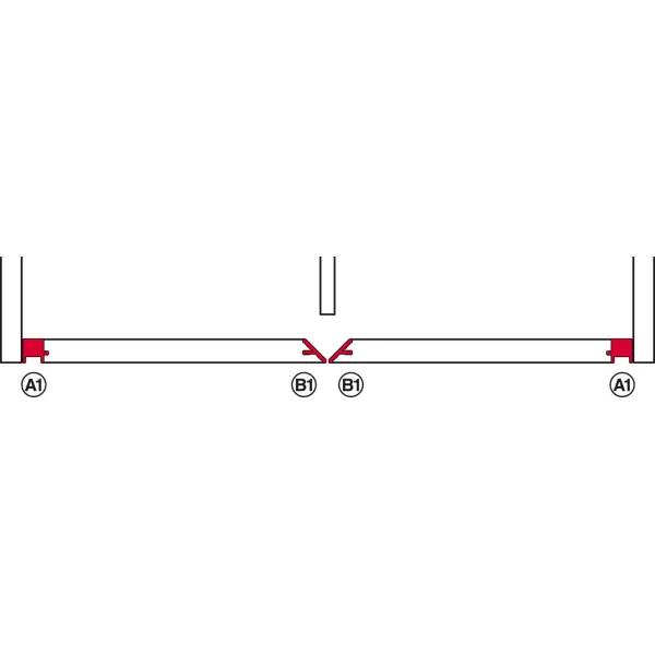 SDS SLido F-Flush52 20A medinėms 2 durims L600mm, anoduotas aliuminis