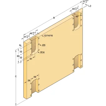 SDS SLido F-Flush52 20A medinėms 2 durims L600mm, anoduota juoda