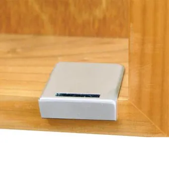 Edge striker for glass door lock SQUARE, with knock-in pins, alu finish