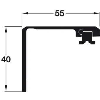 Jungiantysis profilis P55mm, L900mm, 1 durų segmentui HAWA CONCEPTA