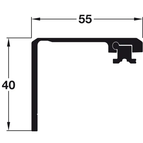 Jungiantysis profilis P55mm, L900mm, 1 durų segmentui HAWA CONCEPTA