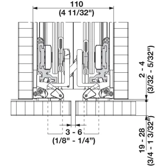 Connector profile, For 2 pivot sliding doors