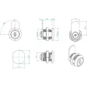 Cam lock 1916, 90°, straight cam, keys alike, chrome plated