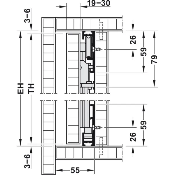 Wooden pivot sliding doors, Hawa Concepta 25, set