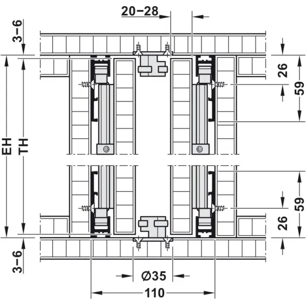 Wooden pivot sliding doors, Hawa Concepta 30, set