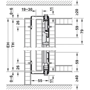 SDS HAWA CONCEPTA 30 medinėms 1 durims H1851-2300mm,