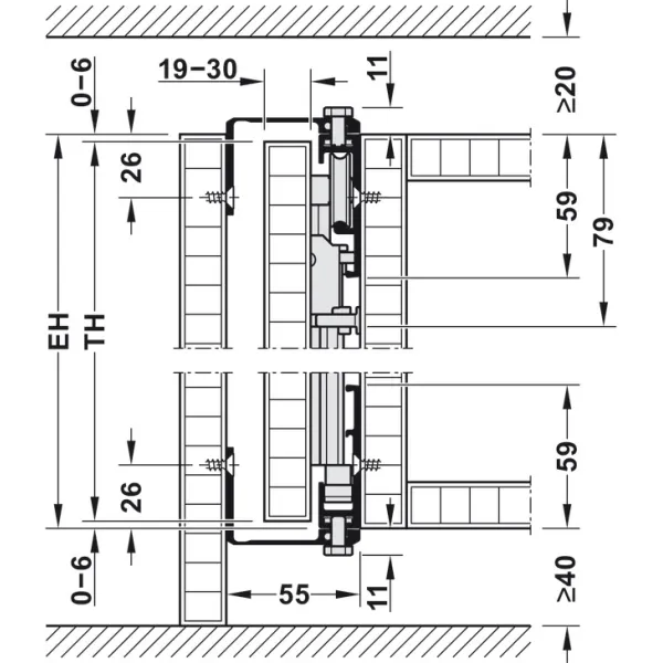 Wooden pivot sliding doors, Hawa Concepta 40, set
