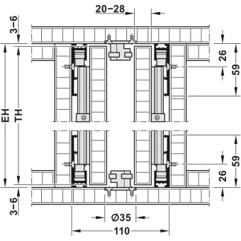 SDS HAWA CONCEPTA 50 medinėms 1 durims H2301-2850mm,