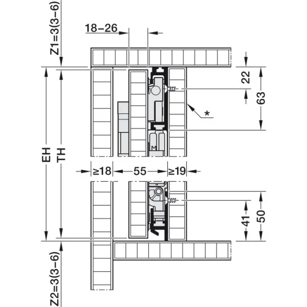 Pivot sliding door fitting, Hawa Concepta III 25 Push