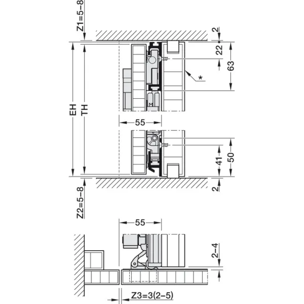Pivot sliding door fitting, Hawa Concepta III 25 Push