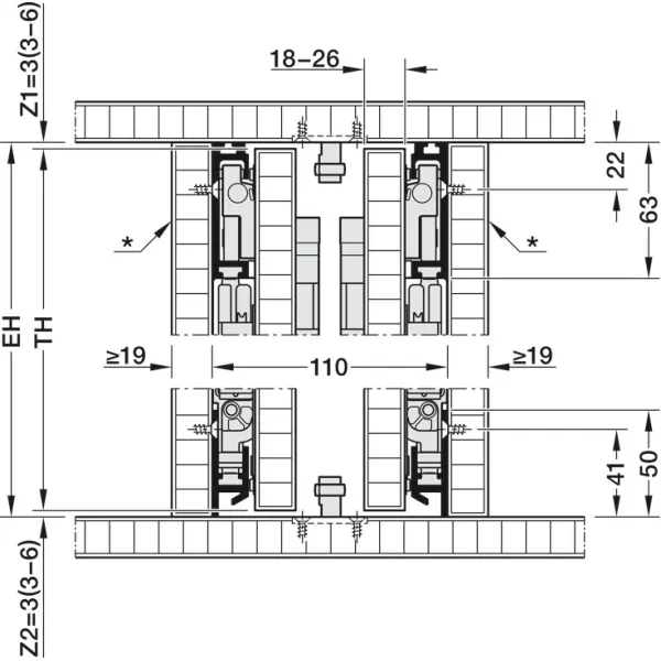 Pivot sliding door fitting, Hawa Concepta III 25 Push