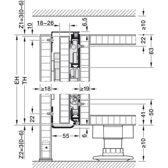 SDS HAWA CONCEPTA 3 Push 25 medinėms 1 durims R H1200-2200mm,