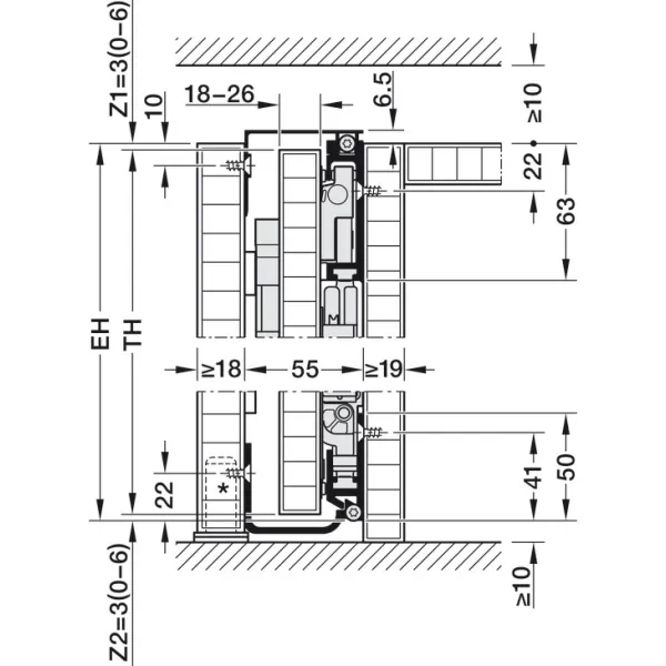 Pivot sliding door fitting, Hawa Concepta III 25 Push