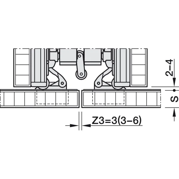 SDS HAWA CONCEPTA 3 Push 25 medinėms 1 durims R H1200-2200mm,