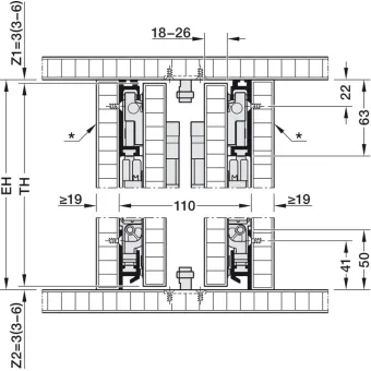 SDS HAWA CONCEPTA 3 Push 25 medinėms 1 durims R H1200-2200mm,
