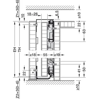 SDS HAWA CONCEPTA 3 Pull 25 medinėms 1 durims L H1200-2200mm,