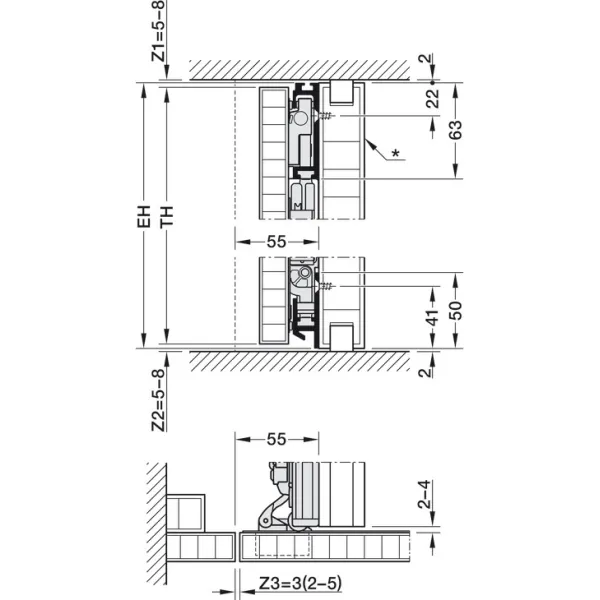 Pivot sliding door fitting, Hawa Concepta III 25 Pull