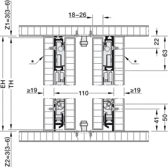 SDS HAWA CONCEPTA 3 Pull 25 medinėms 1 durims R H1200-2200mm,