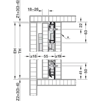 SDS HAWA CONCEPTA 3 Push 35 medinėms 1 durims L H1900-2700mm,
