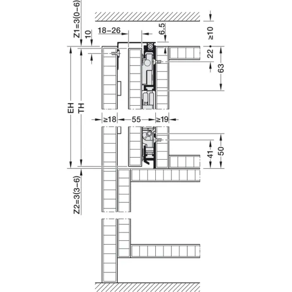 Pivot sliding door fitting, Hawa Concepta III 35 Pull