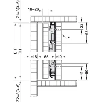 SDS HAWA CONCEPTA 3 Pull 35 medinėms 1 durims R H1900-2700mm,