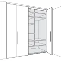 Wooden folding sliding doors, HAWA Folding Concepta 25, set, hinges with soft closing mechanism